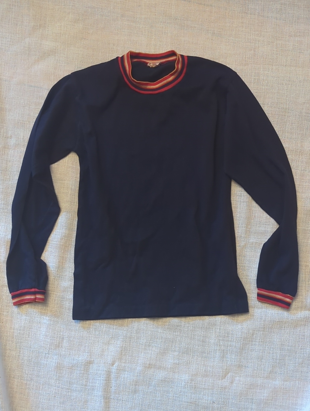 Kids Navy Long-Sleeve Tee with Red Trim